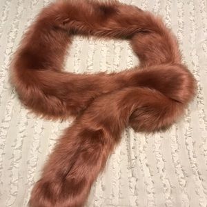 Rose faux fur long scarf